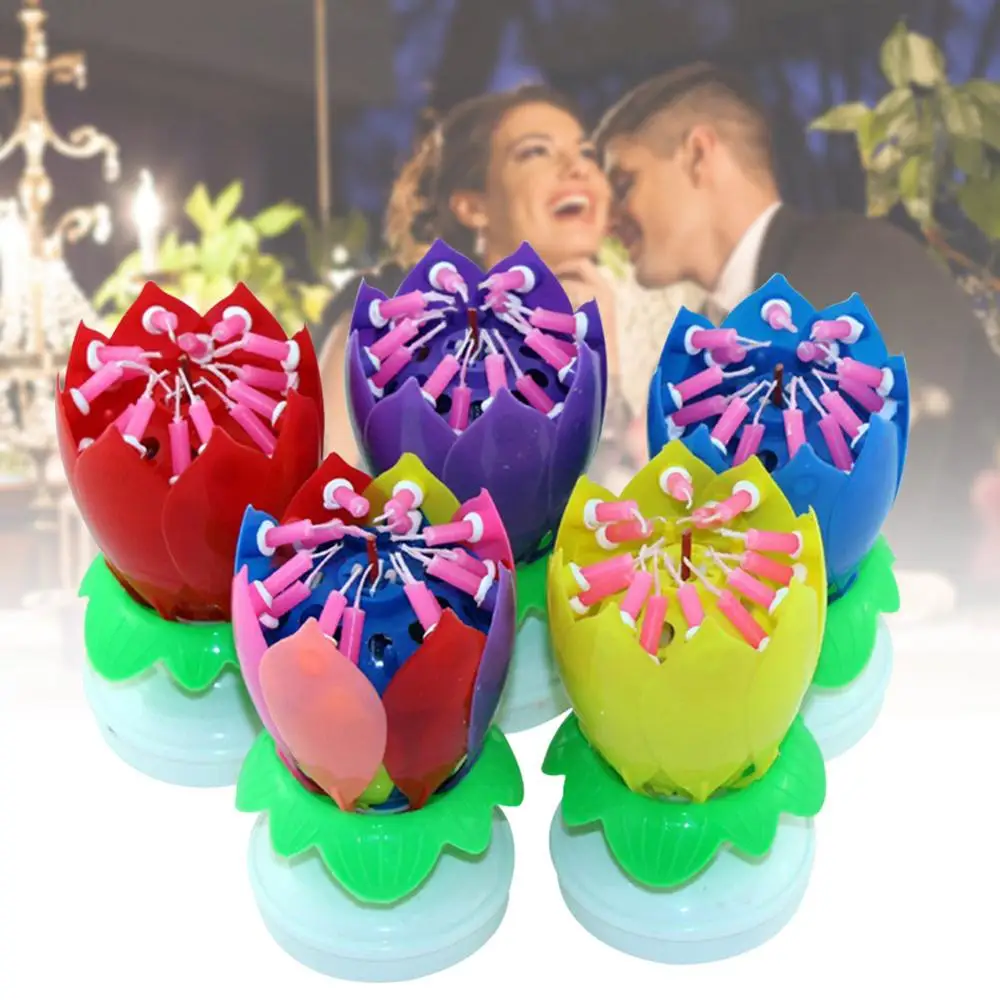 Праздничная музыкальная свеча Joy Ping однослойная лотоса цветущая детские свечи