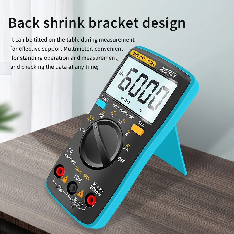 ZOYI Digital Multimeter ZT-98/100/101/102/102A Auto Ranging 6000 counts AC/DC Ammeter Voltmeter Ohm Hz Ture RMS tester Portable |