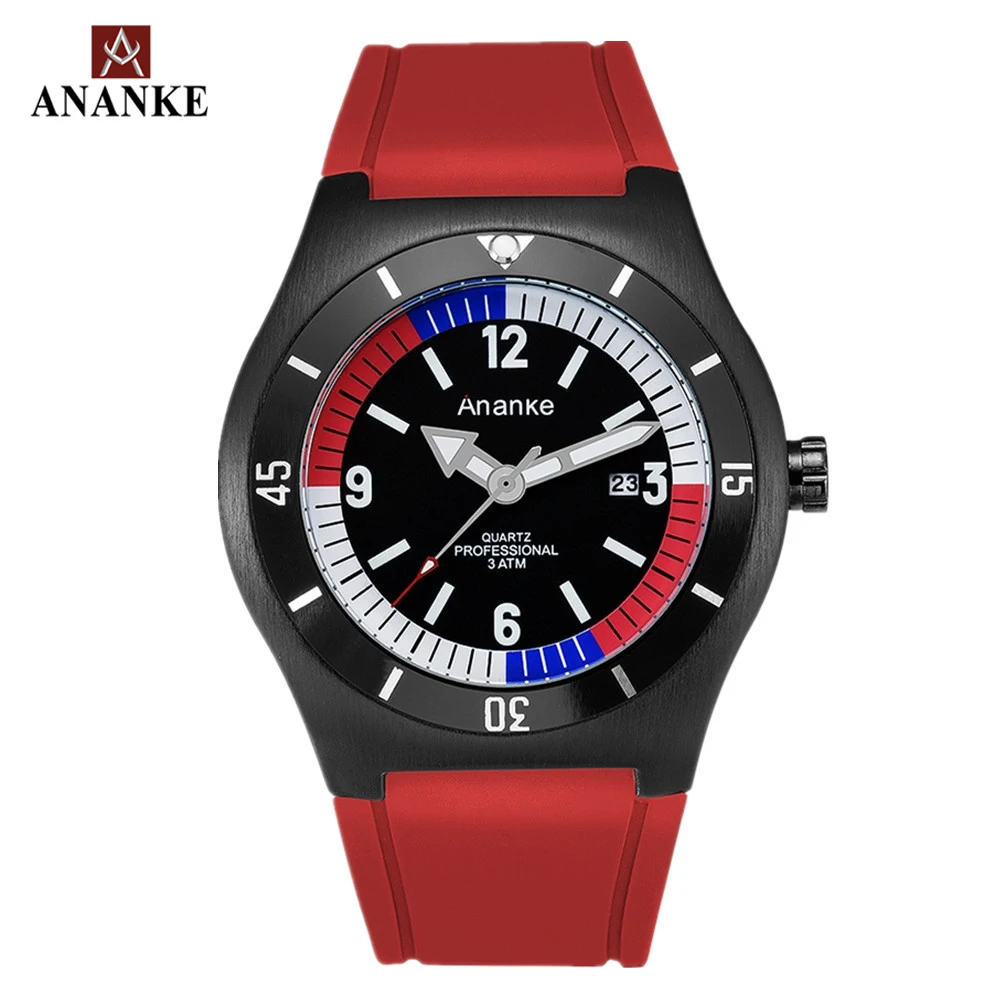 Фото Мужские наручные часы Ananke с Силиконовой застежкой водонепроницаемые большим