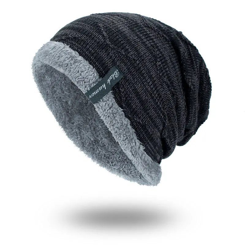 

Autumn Winter Couples Plus Velvet Warm Headgear Beanies Knit Hat Winter Cap Knitted Cap beanies winter hats