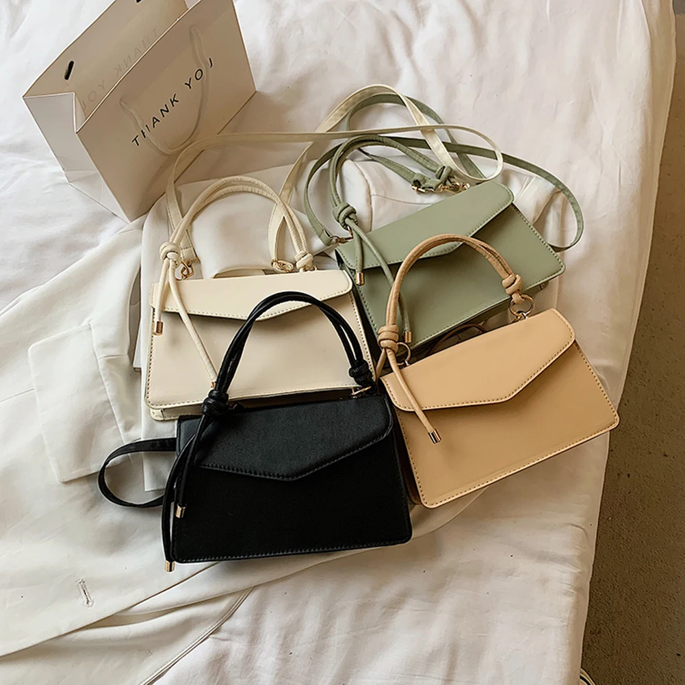 

Модные Винтажные Сумки через плечо для женщин, однотонный мессенджер из искусственной кожи на каждый день, маленькие дамские сумочки с клап...