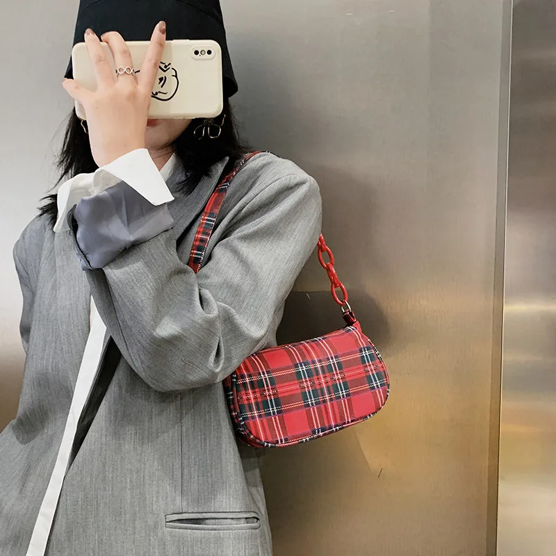 

Small Plaid Chains Designer Vintage Bag Women's bag Ladies Handbag Baguette Female Luxury bag Women's Cheap Free Shipping Sac