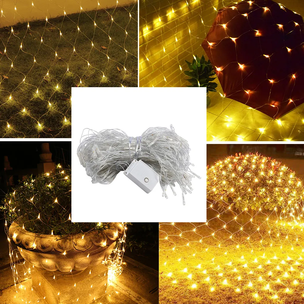 

Party Decor Net Lights Battery Operated Mesh Lights Warm White Net Lamp For Christmas Night With 200 LED 3x2M Garden Decorations