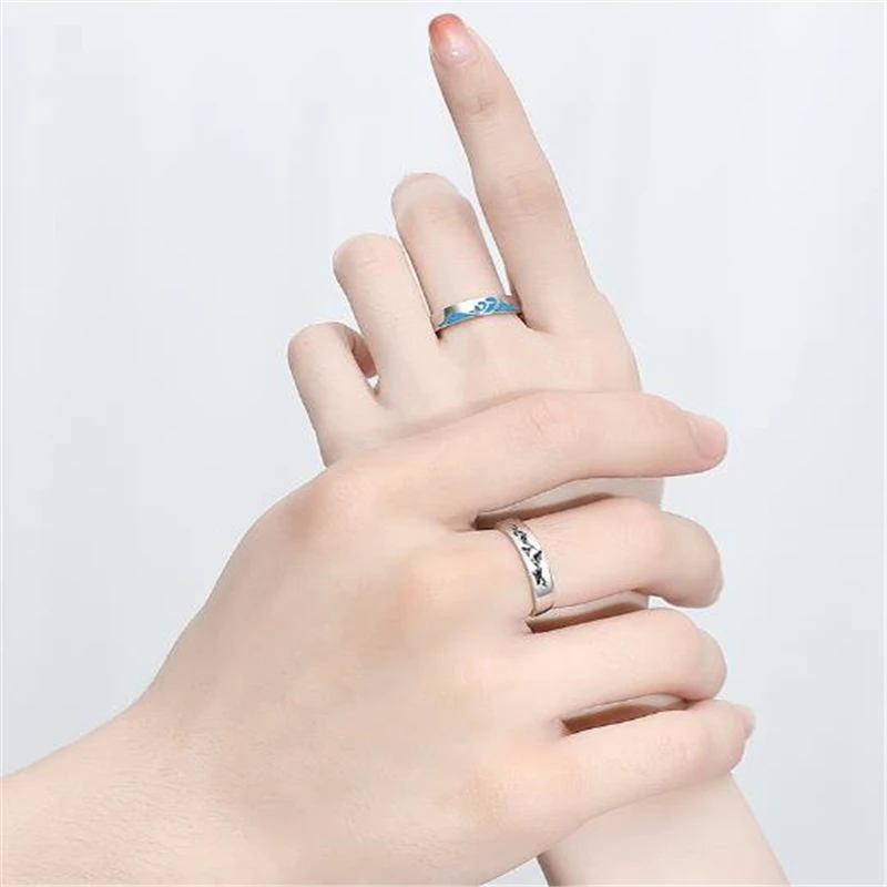 

Cos Mountain Alliance Eachother Sterling Silver Couple Ring Men And Women Pair Ring Fashion Open Size Adjustable Love Gift