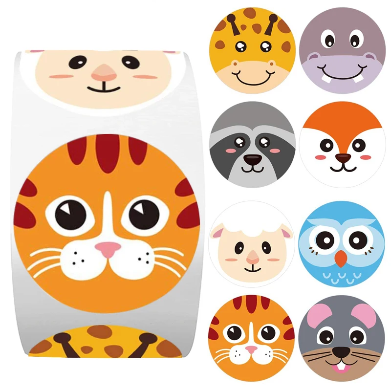 

500 Pcs Cute Animal Stickers 1.5 inch Reward Stickers Children's Toy Scrapbooking Labels for Gift Packaging Party Decor Stickers