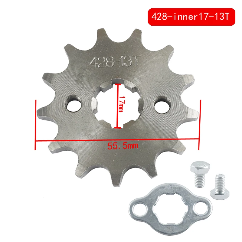 Motorcycle Chain Transmission 428# 17mm 10 11 12 13 14 15 16 17 18 19 Teeth Front Engine Sprocket For KAYO BSE SSR SDG Parts images - 6