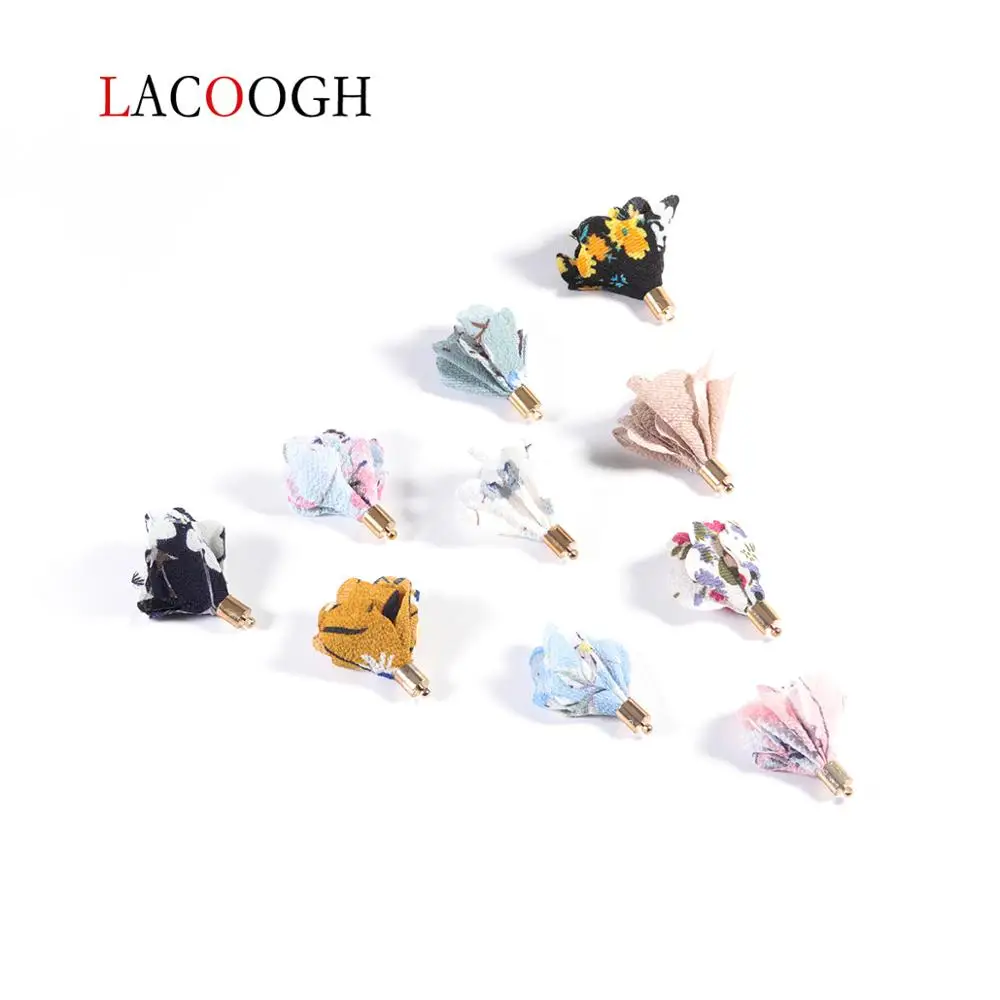 

10pcs/lot 4cm Fabric Flowers Cotton Thread Fabric Tassels Fringes Pendant Earrings DIY Jewelry Making Findings Craft Accessorie