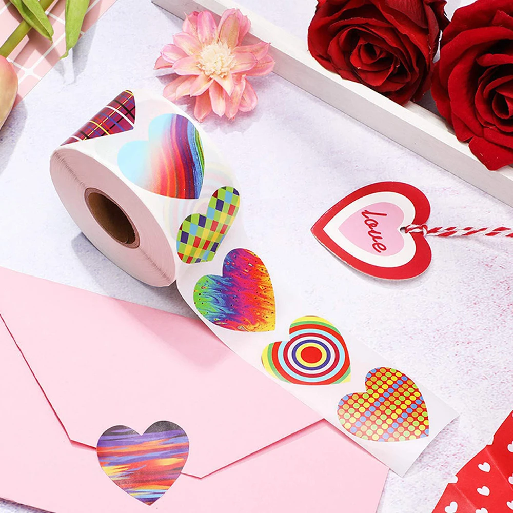 

500pcs Valentine's Day Love Heart-shaped Label Paper Packaging Sticker Candy Sugar Coated Bag Gift Box Packaging Bag Wedding