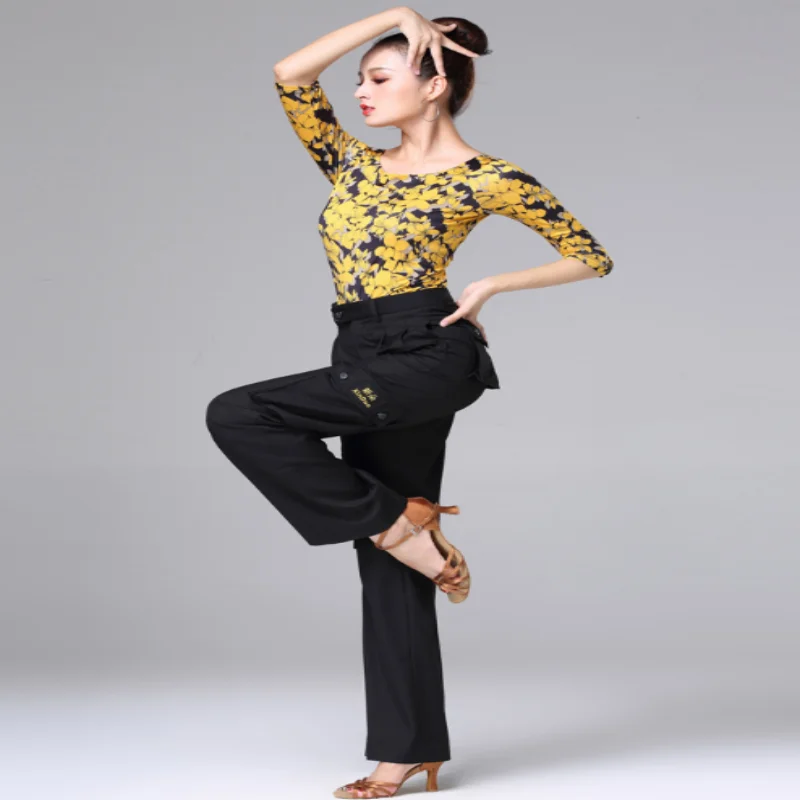 

Новый Модный женский костюм для латиноамериканских танцев, удобная облегающая стрейчевая куртка с рукавами средней длины