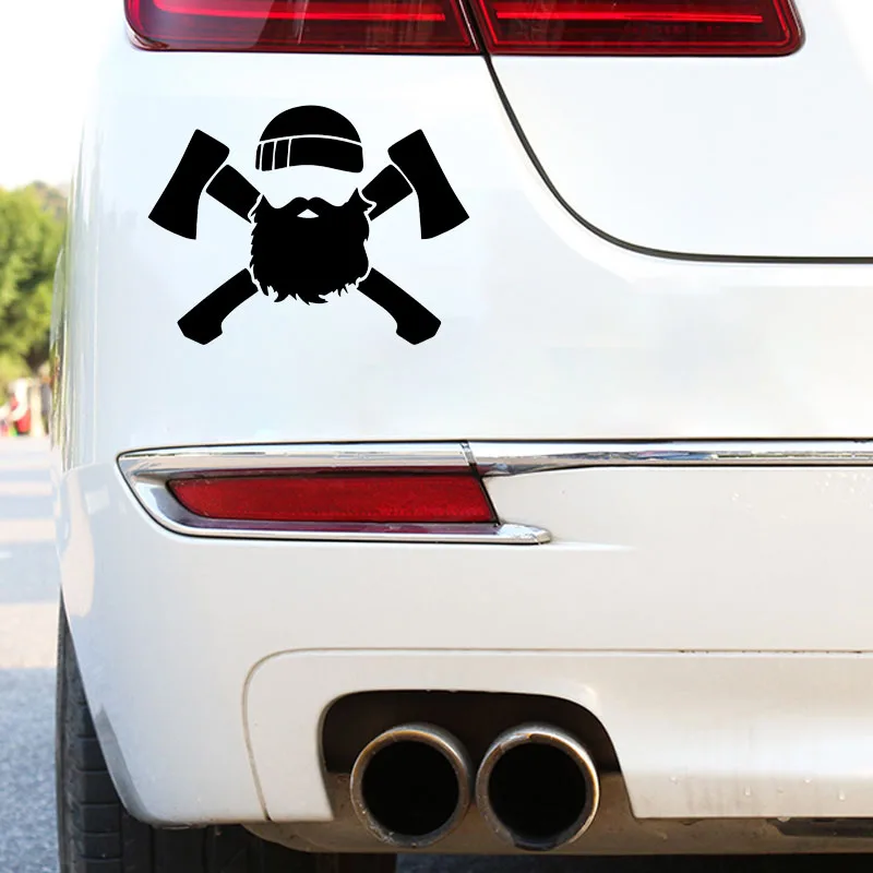 YJZT 17.3X12.8CM Lumberjack Cross Axes Personality Bumper Vinyl Decal Car Stickers C25-0631 |