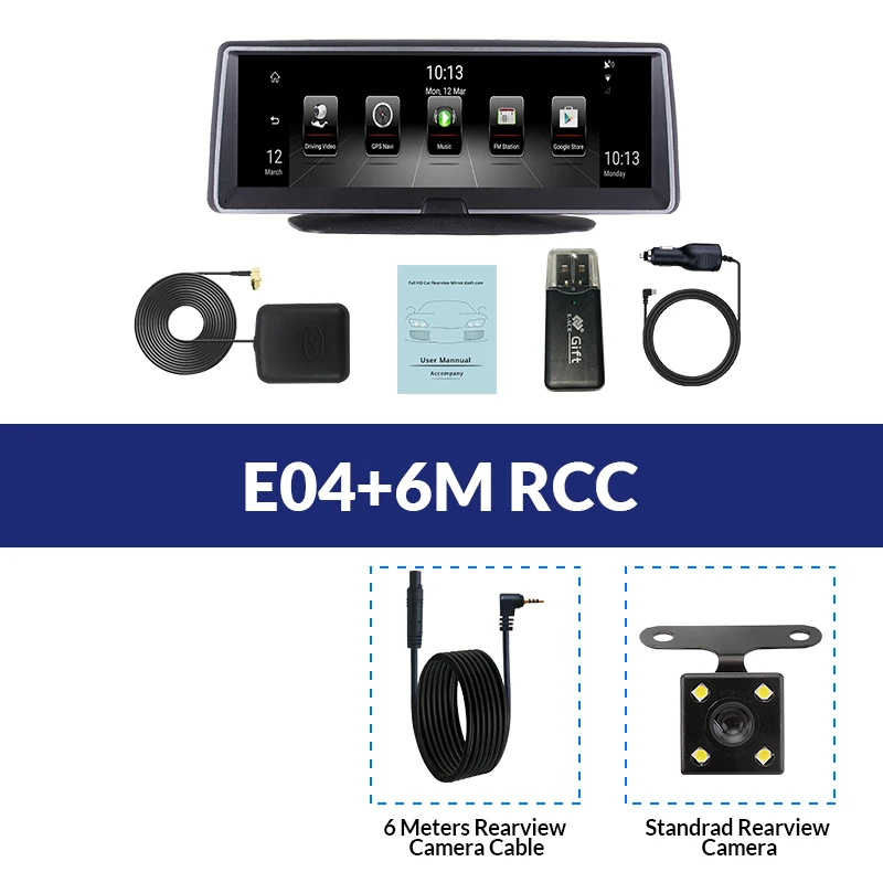 E-ACE, Автомобильный видеорегистратор, 8 дюймов, автомобильная камера, 4G, Android FHD, 1080 P, видео регистратор, gps навигация, ADAS, удаленный монитор, видеорегистратор с двумя объективами