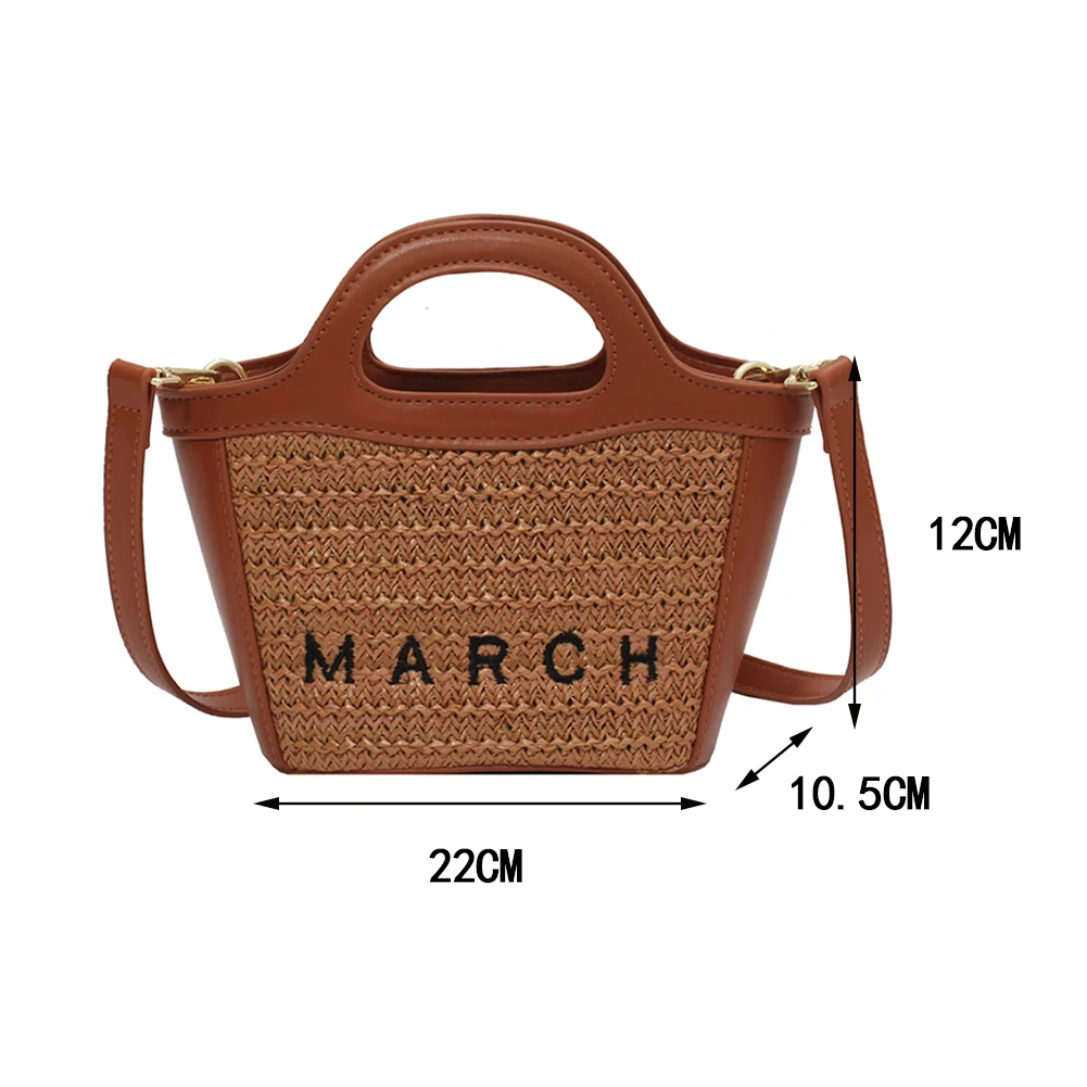 

Fashion Women Woven PU Leather Patchwork Shoulder Crossbody Messenger Bag Casual Ladies Letters Embroidery Small Handbags Purse
