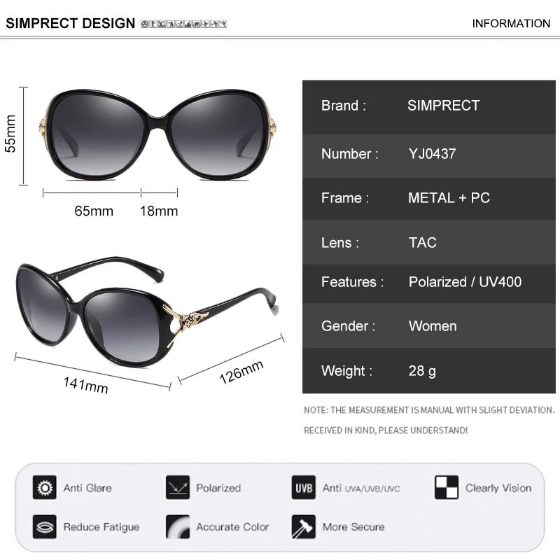 SIMPRECT Polarized Sunglasses Women 2021 Square Oversized Retro Anti-glare Driver's Sun Glasses Shades For | Аксессуары для