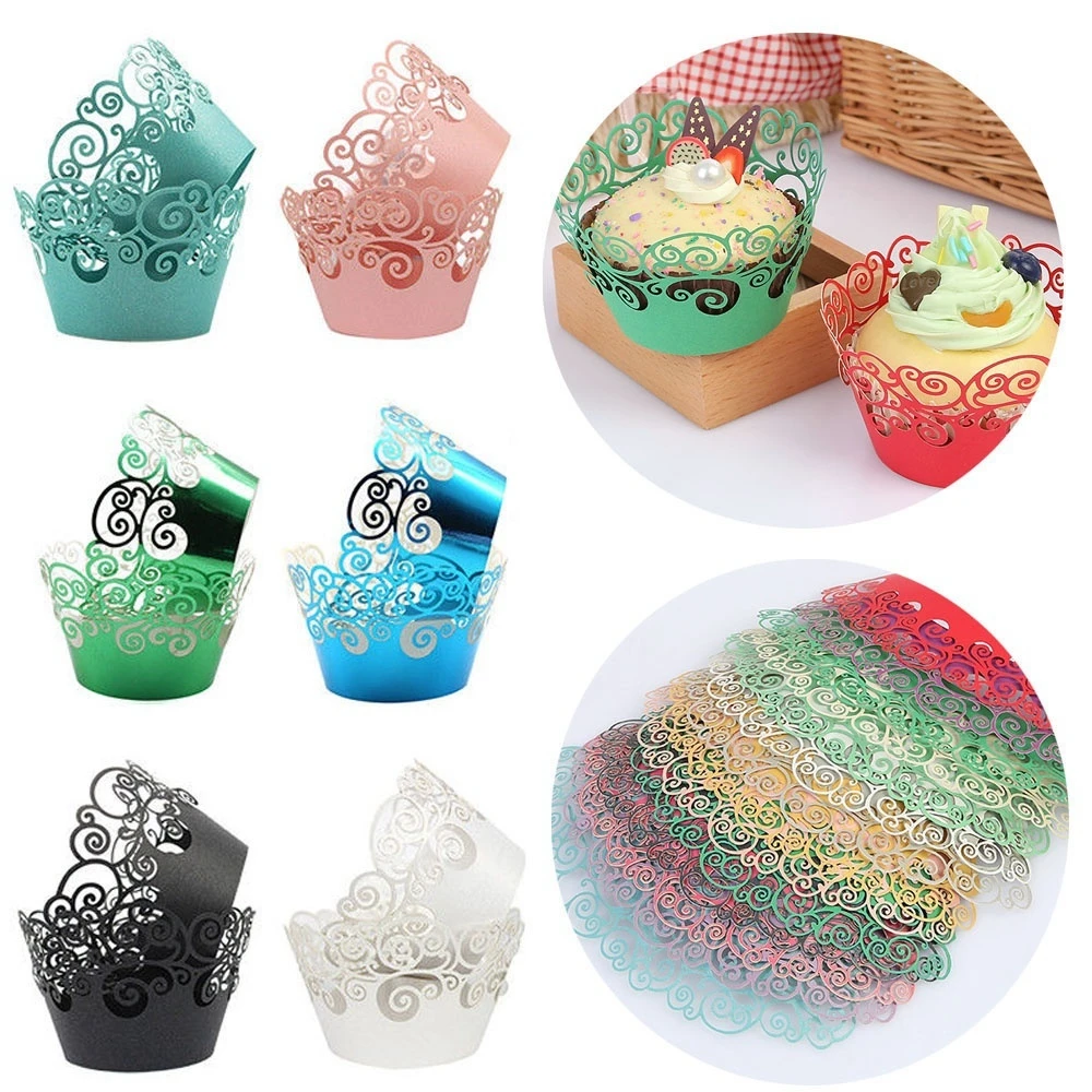 12 шт./лот обертка для капкейков кружка выпечки полые бумажные кружевные обертки