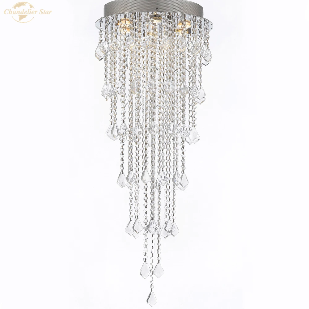 

Modern Luxury Tassel Crystal Ceiling Lights for Living Room Bedroom Hotel Villa Staircase Decor LED Lustre Light Fixture