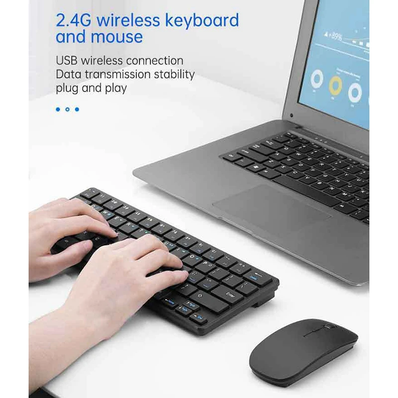 

Keyboard and Mouse Set, Mini Five-Row Wireless Set Suitable for Laptops and Tablets