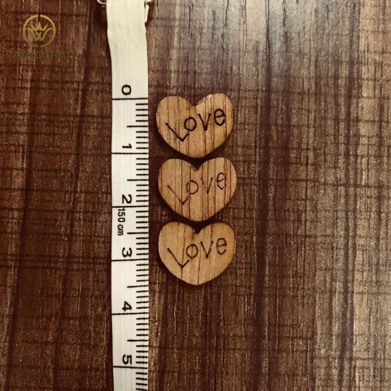 100 шт./лот любовь Деревянные сердца Сердце из дерева винтажный деревенский