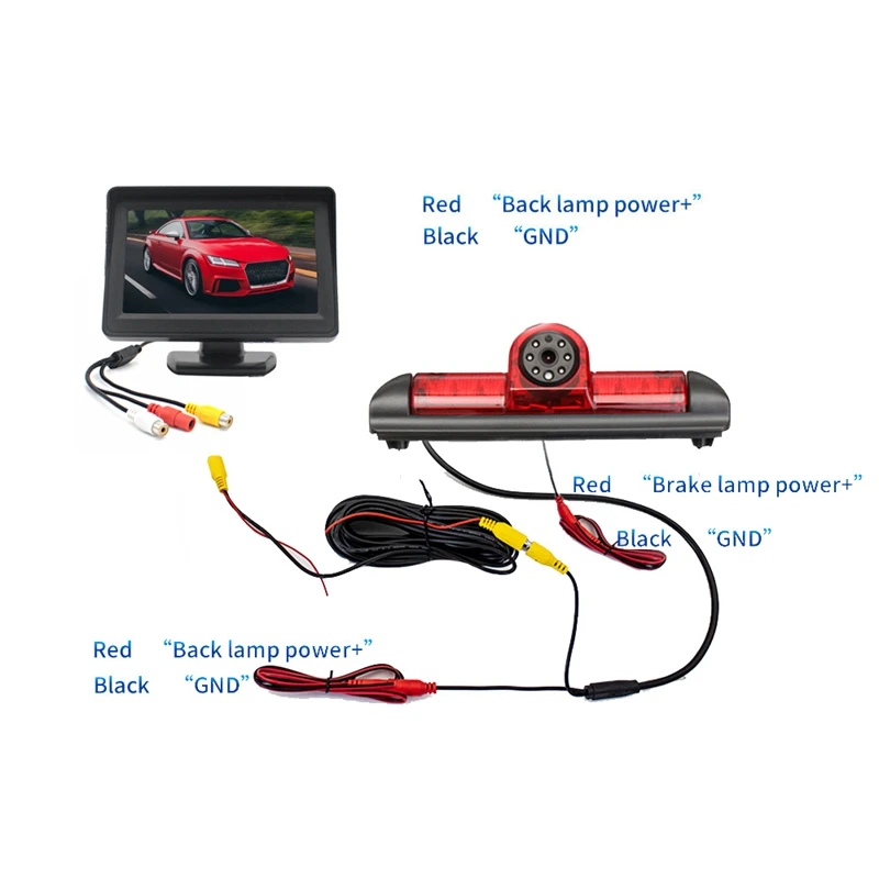 

170 degree Rear View Camera Brake Light & 4.3Inch Monitor for FIAT Ducato CITROEN Jumper PEUGEOT Boxer 2006-2015