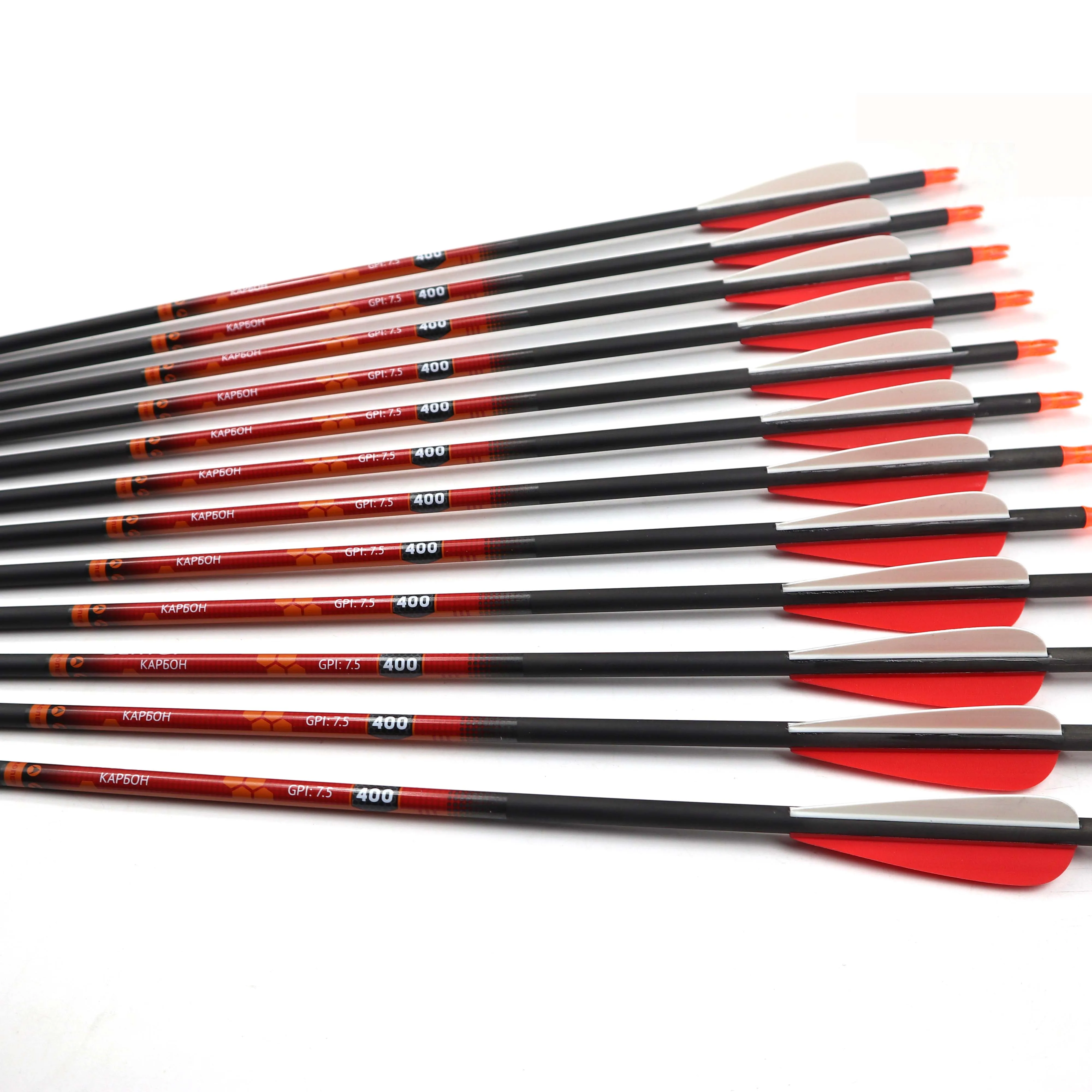 Стрелы из 500 чистого карбона 12/24 шт. для стрельбы лука длиной 30 дюймов длинного