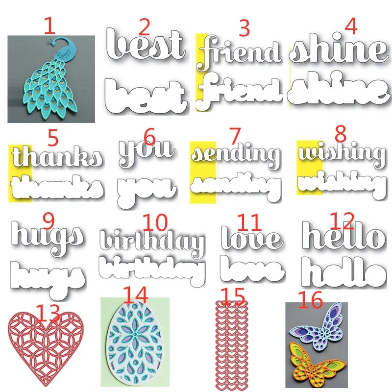 3 слоя бабочек рамки в форме сердца слова металлические Вырубные штампы для