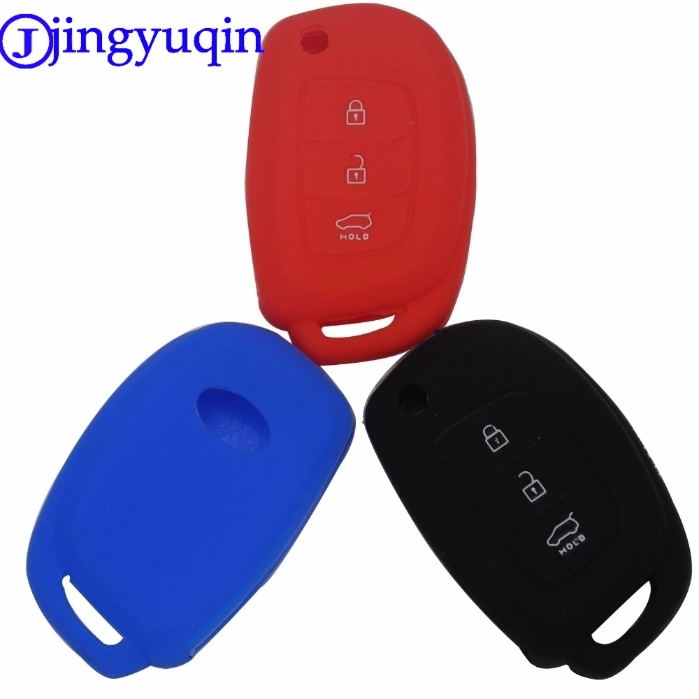 

jingyuqin3 Buttons Silicone Remote Car-Styling Key Cover Case For Hyundai i10 i30 IX25 IX35 IX45 Elantra Accent