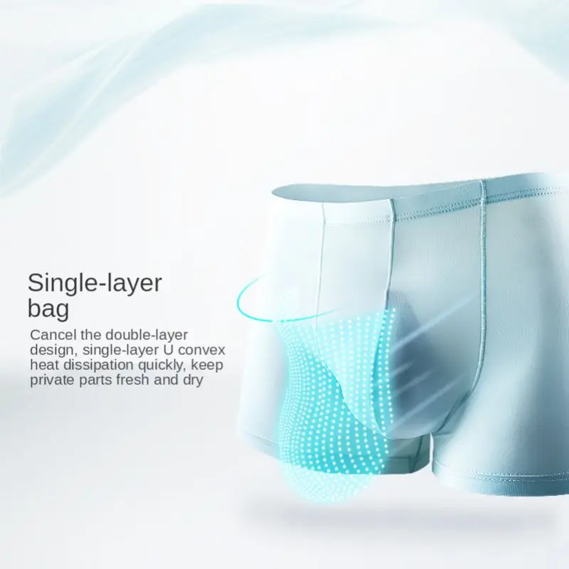 

Youth Summer Men's Ice Cream Panties A Piece of Flat-horned Pants Head Breathable Thin Sexy Transparent Four-corner Leggings