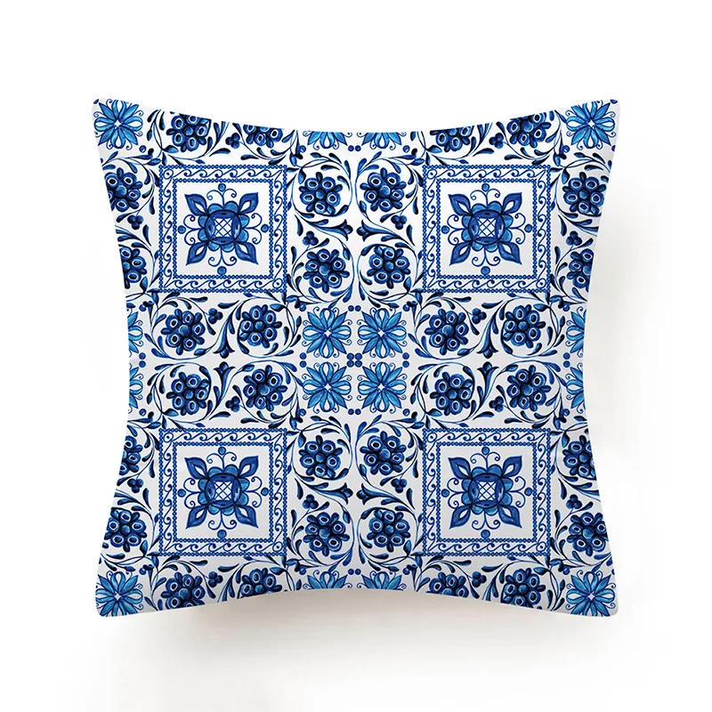 

Blue Watercolor Cushion Cover Sofa Pillow Cover Case Seat 45*45CM Pillow Cases Cushion Covers Polyester Pillowcase Home Decor