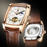 lige men watch luxury square automatic watch for men tourbillon fashion clock leather waterproof mens automatic mechanical watch