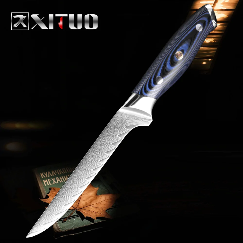 Boning Knife XITUO кухонный поварской нож дамасская сталь профессиональный Япония Sankotu Кливер Boning Gyuto кухонные инструменты деликатная Слива заклепочная рукоять - Цвет: Boning Knife