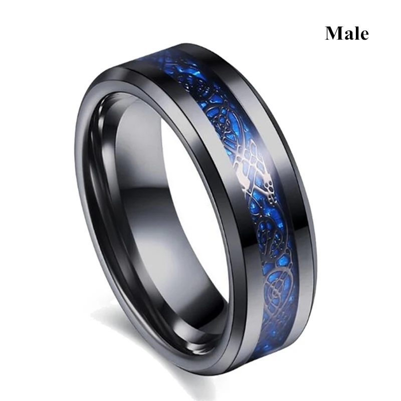 Male Ring Carofeez очаровательное кольцо для пары из нержавеющей стали черное мужское кольцо с синим цирконием женские кольца наборы обручальные кольца ко Дню Святого Валентина - Цвет основного камня: Male Ring