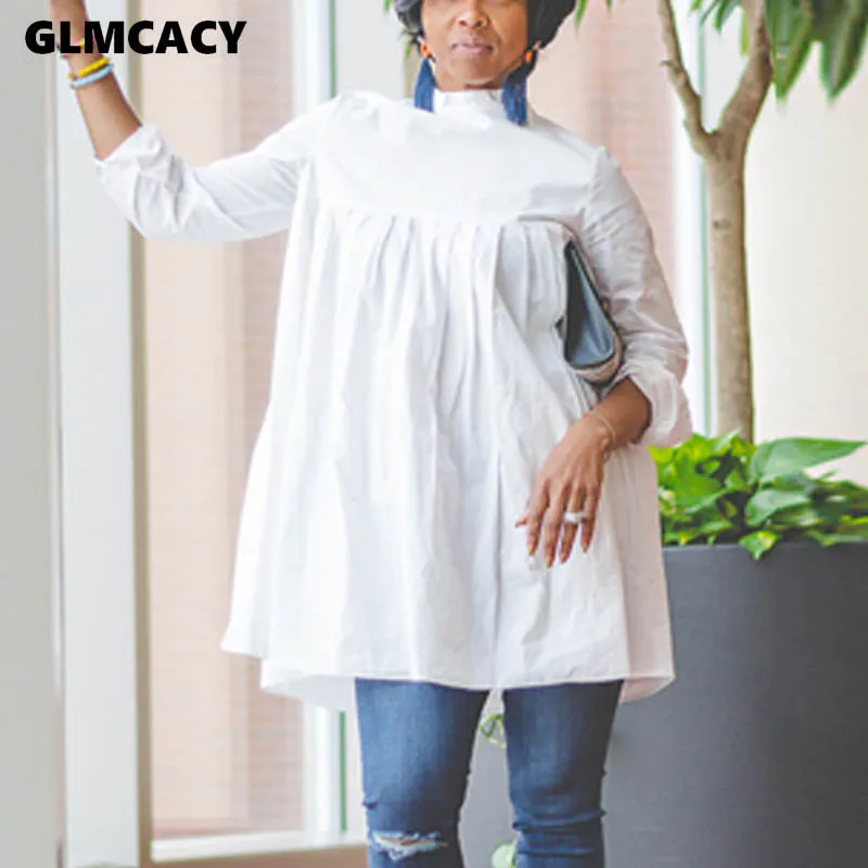 Женское повседневное однотонное платье со стоячим воротником и длинным рукавом