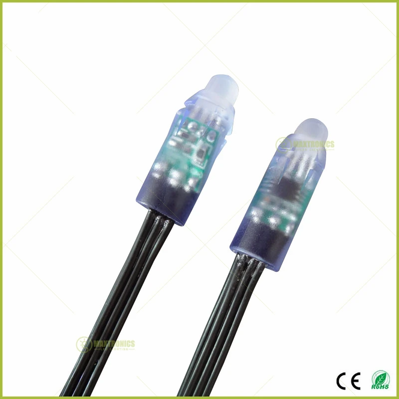 100 шт. DC5V/DC12V WS2811 IC 12mmRGB светодиодная модульная гирлянда черный провод Пиксельная