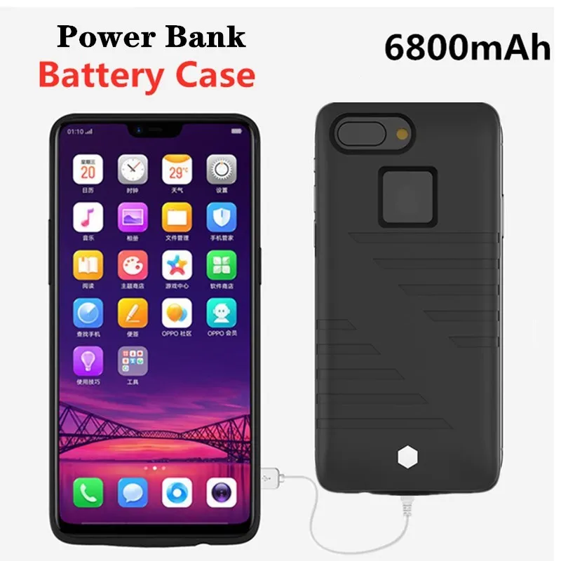 

KQJYS 6800mAh Portable Power Bank Battery Charger Cases for OPPO R15 Battery Case Smart Charging Cover for OPPO R15 Power Case