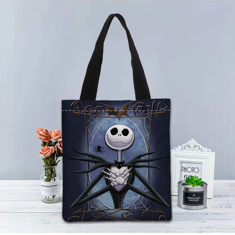 

New Custom Nightmare Before Christmas printed Handbag canvas tote bags shopping travel Casual Useful Shoulder Bag women bag