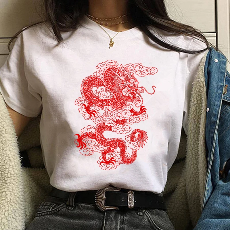 

women's t-shirt Hip Hop Streetwear Tops Women Ulzzang Harajuku Kawaii Chinese Dragon Print T Shirt Summer graphic tees women