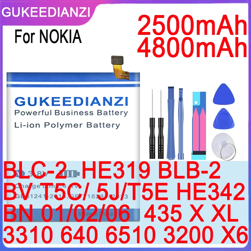 Батарея для NOKIA BLC 2 HE319 BLB BLD 3 BV T5C/5J/T5E BN 01/02/06 HE342 мобильный телефон TA 1020 3310 640 6510 3200 435 X