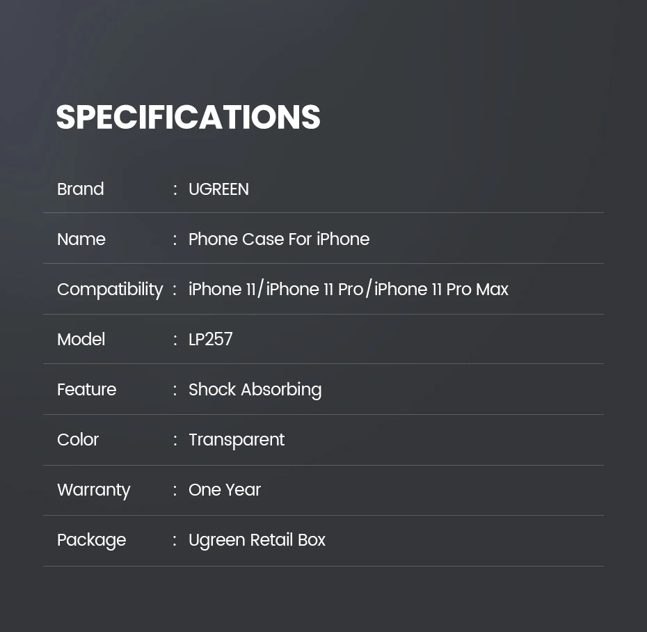 Ugreen для iPhone 11 Pro Max чехол, защитный, 4 угла, усиленный, с защитой от падения, прозрачный чехол для iPhone 11 Pro Max чехол для телефона