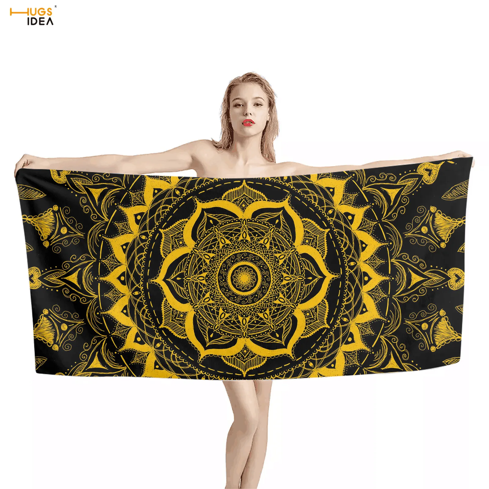 

Полотенце HUGSIDEA с цветочным узором мандала, полотенце для ванной и душа, полотенце для рук и лица, быстросохнущее банное полотенце с индивиду...