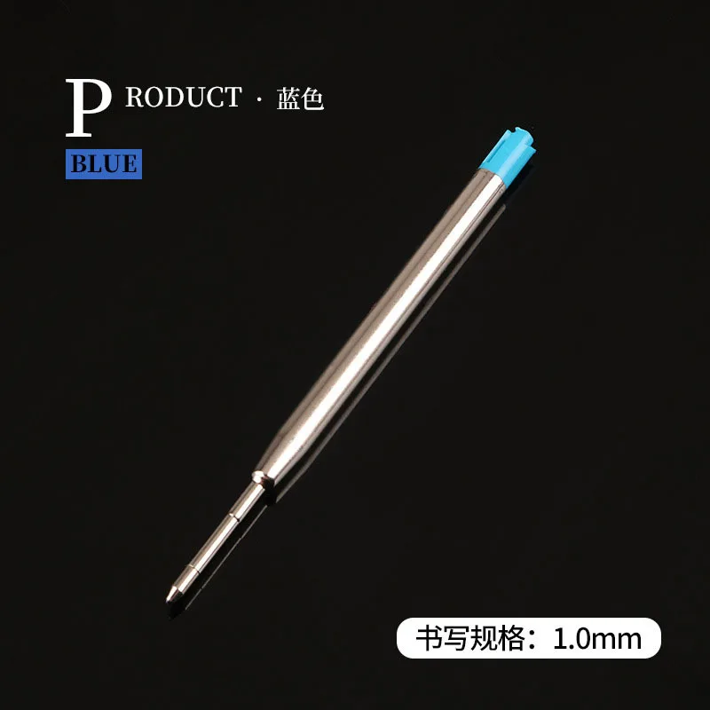 

Metal 1.0mm ball pen refill press rotary black blue ink refill 10 packs