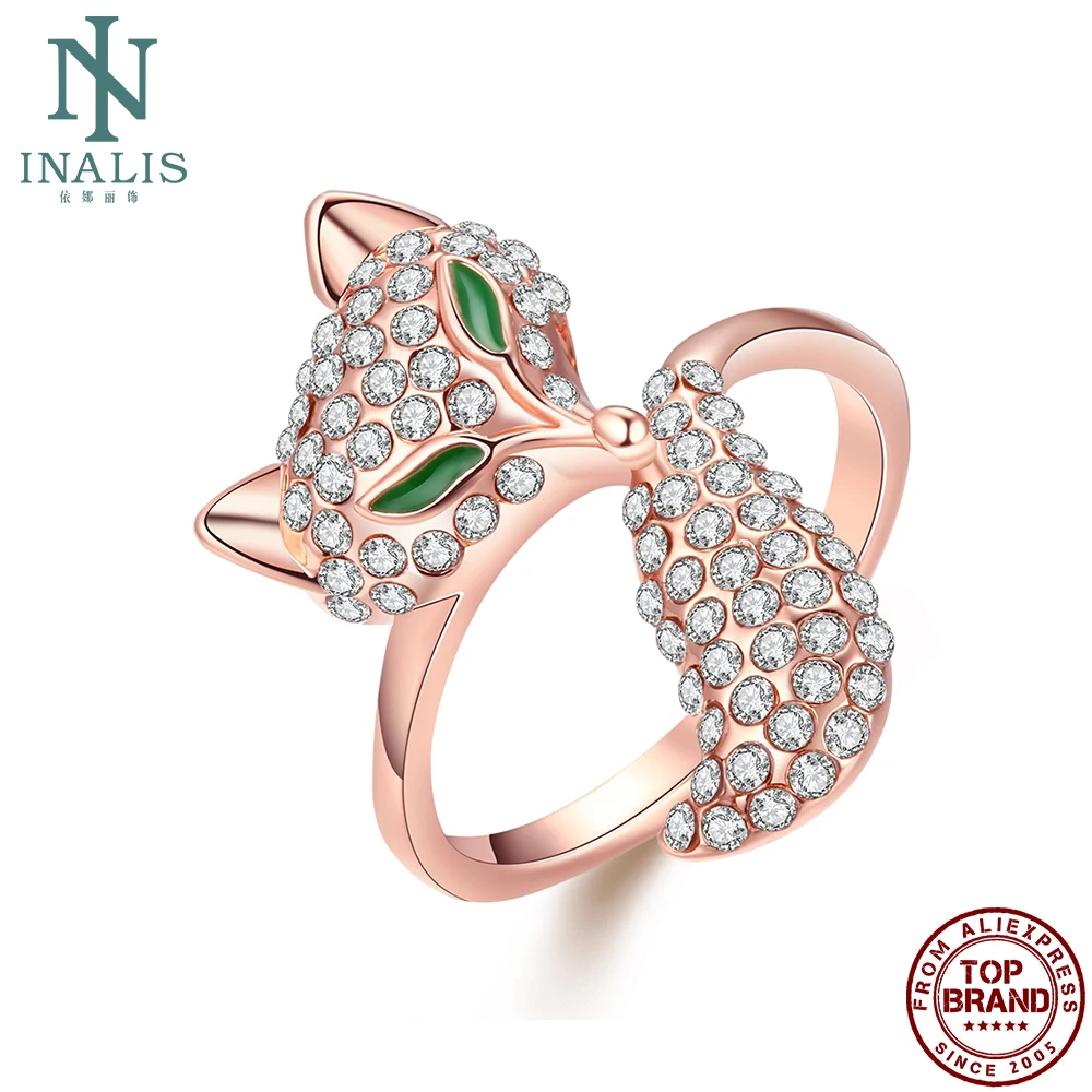 INALIS лисы с покрытием из розового золота кольца для женщин стразы Индивидуальные