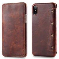 real genuine leather flip cover protect fundas pocket bag for iphone x iphonex retro vintage wallet case phone sleeve purse