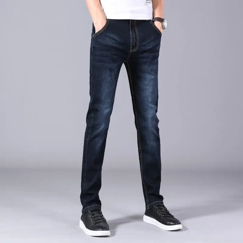 

New Arrivals Men's Fashion Casual Jeans Vintage Denim Long Pants Motorcycle Wrinkle Trousers