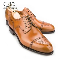 uncle saviano derby brogue style bridegroom designer dress best shoes fashion genuine leather handmade business shoes for men