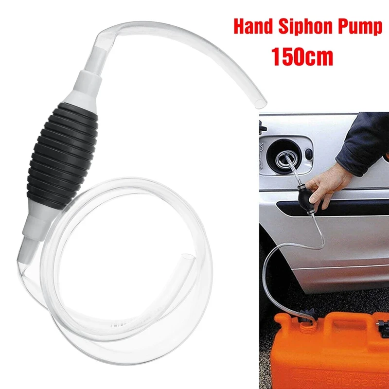 

150cm Portable Hand Siphon Pump Petrol -crude oil Water Oil Liquid Fuel Transfer Pipe Tube High Flow Pump Syphon Fuel