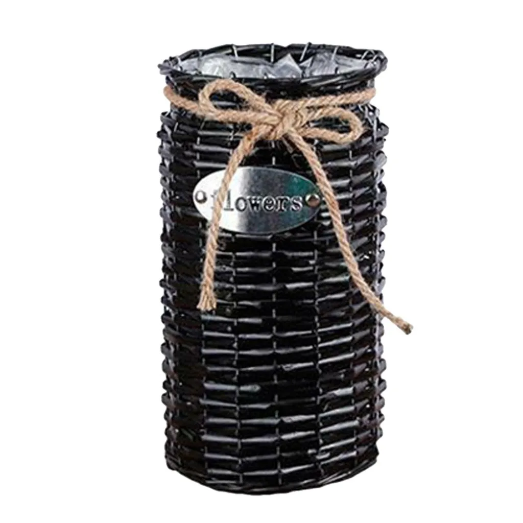 В стиле ретро китайском плетеная корзина для хранения цветочных растений соломы