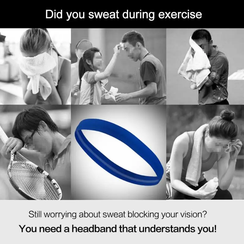 

Sweatband Sports Gym Headband Anti-Slip Women Men Breathable Basketball Fitness Yoga Volleyball Cycling Hair Band Dropshipping