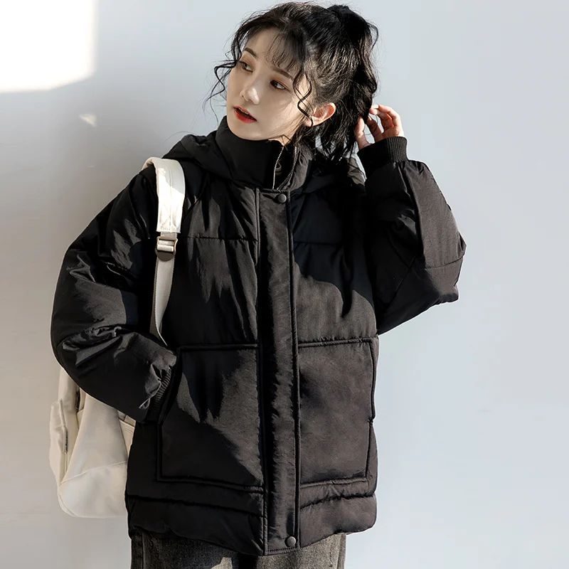 Зима 2020 Новое Черное женское Хлопковое платье плотное короткое хлопковое пальто