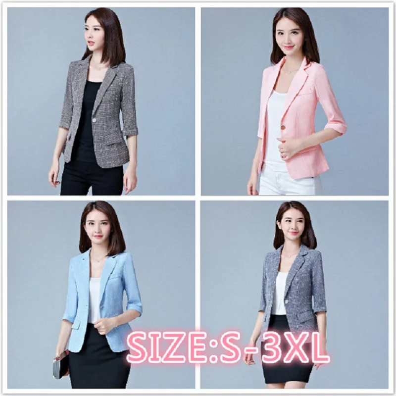 

2020 New Spring Autumn Women Clothes Formal Slim Suit Work Clothes For Female Short Suit Short Coat Casual Plaid Blazers