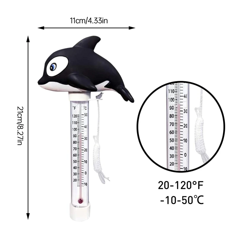 

Swimming Pool Floating Water Thermometer Gauge Cartoon Whale Shape Thermometers With String For Swimming Baby Protection