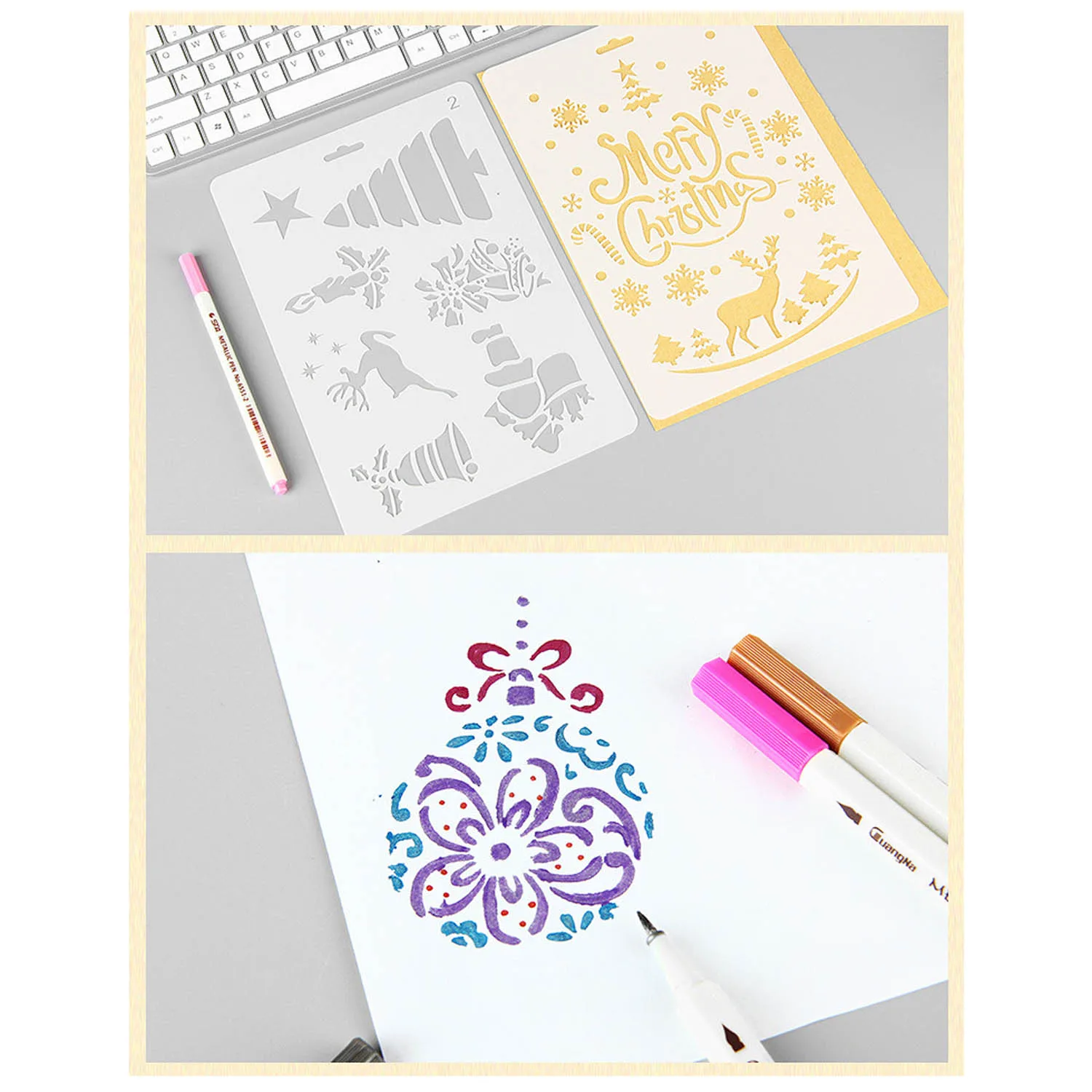 12 шт Счастливого Рождества Мандала трафареты для рисования шаблоны пигмента DIY